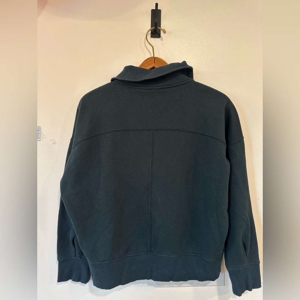 Athleta 1/4 Zip Funnel Neck Cozy Karma Sweatshirt Women Small Petite Nordic Teal - Picture 7 of 8